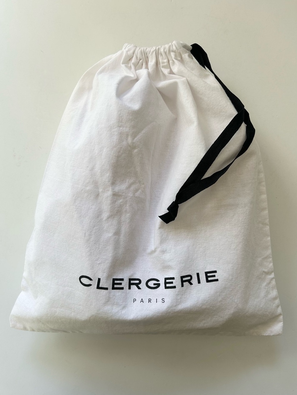 Clergerie Paris White Cotton Drawstring Dust Bag 11.75 x 13.5